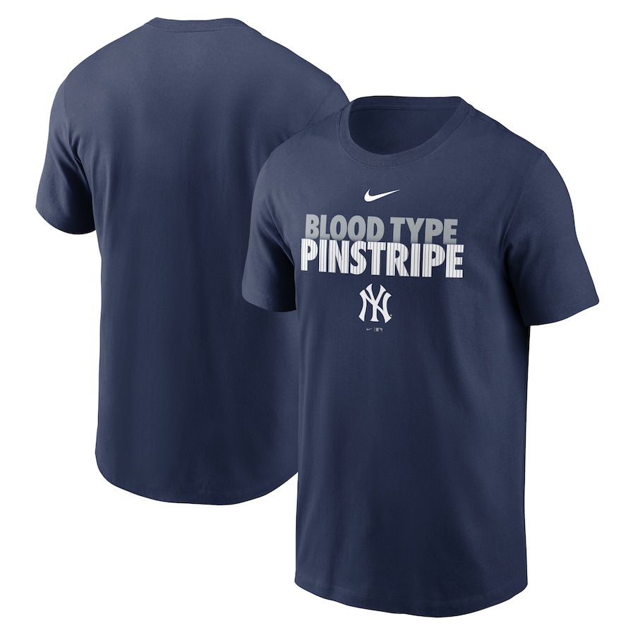 Men's New York Yankees Nike Navy Blood Type Pinstripe Local Team T-Shirt Men's New York Yankees Nike Navy Blood Type Pinstripe Local Team T-Shirt
