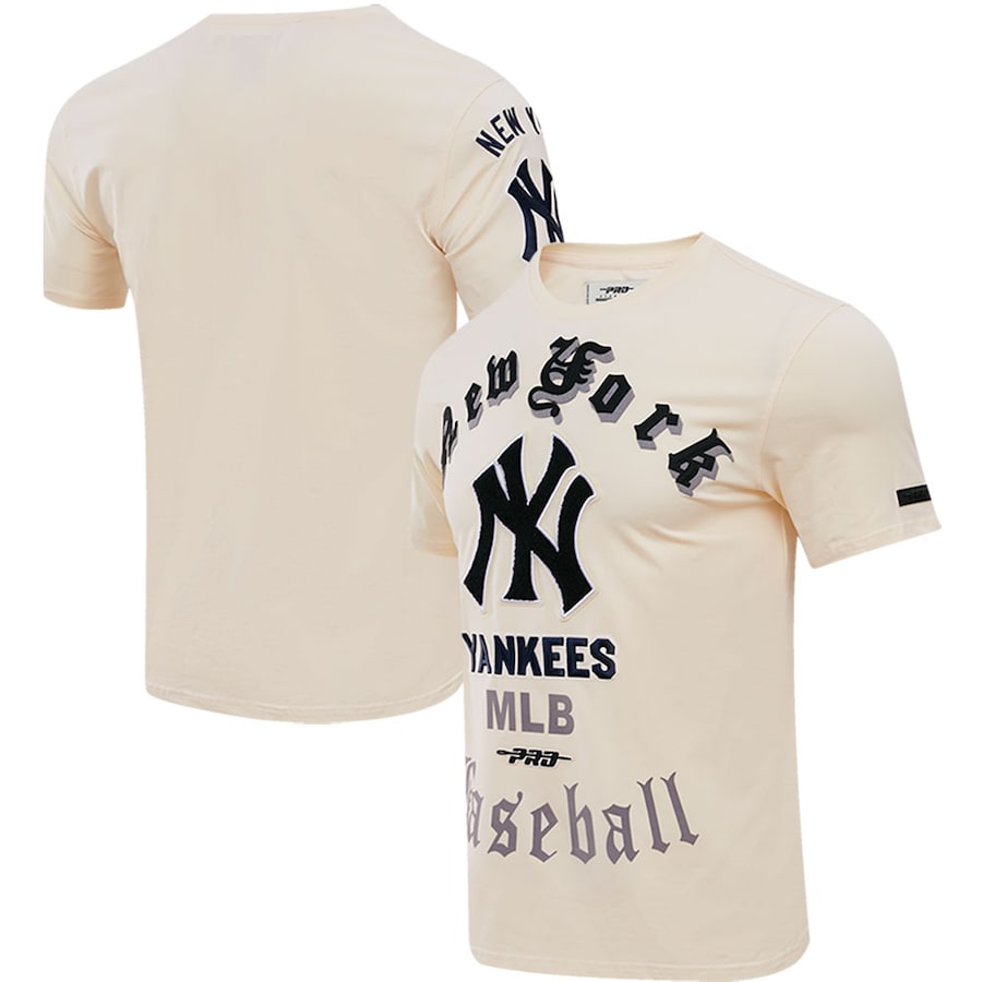 Men's New York Yankees Pro Standard Cream Cooperstown Collection Old English T-Shirt