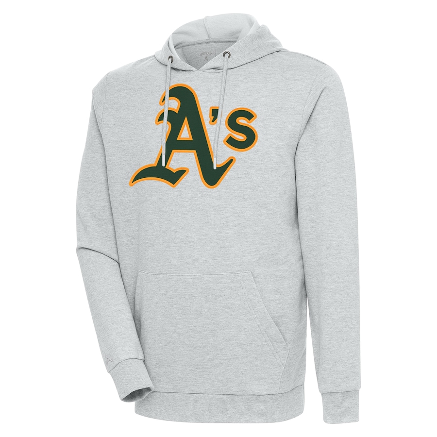 Men's Oakland Athletics Antigua Heather Gray Action Pullover Hoodie
