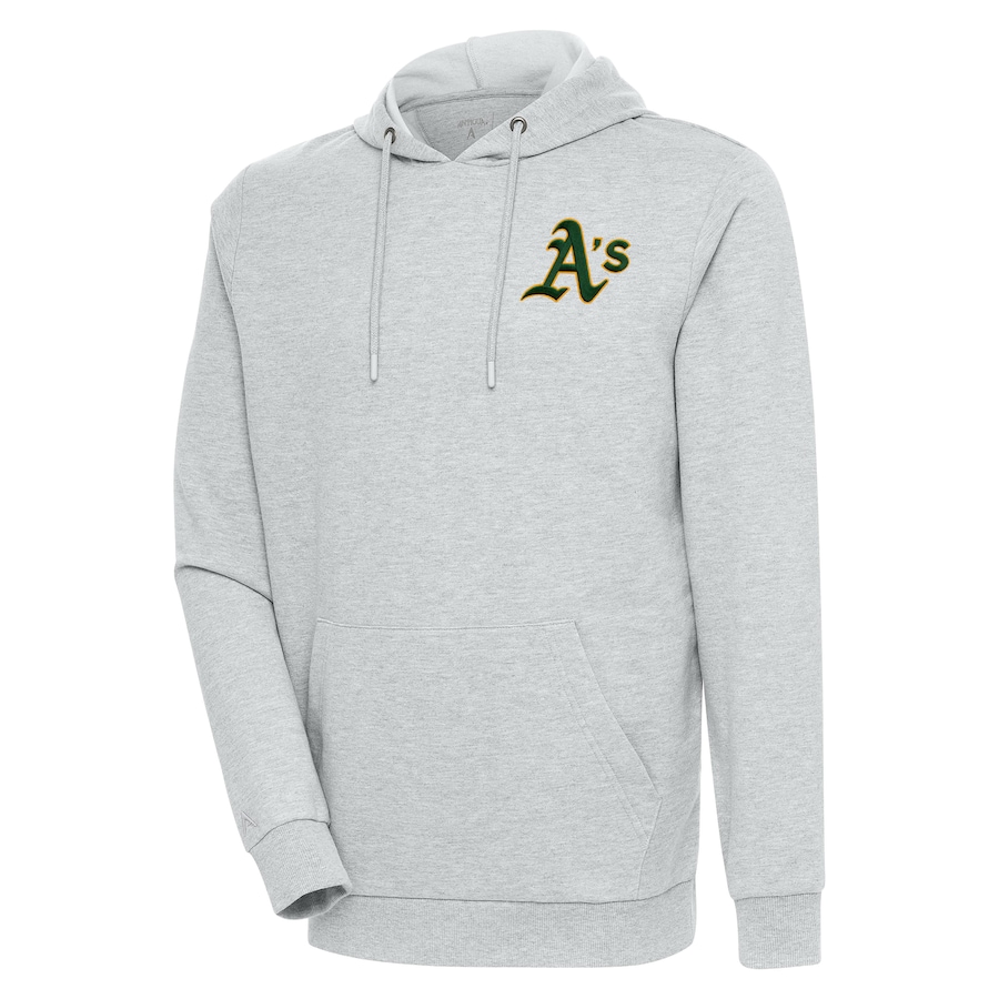 Men's Oakland Athletics Antigua Heather Gray Action Pullover Hoodie