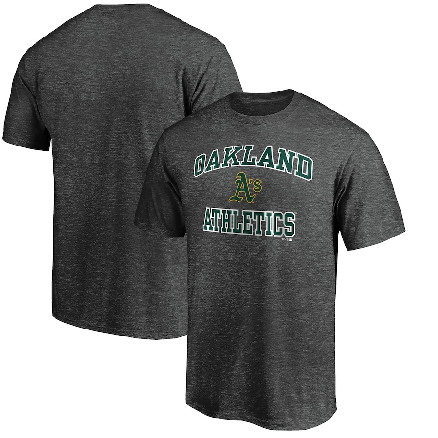 Men's Oakland Athletics Charcoal Heart and Soul T-Shirt Men's Oakland Athletics Charcoal Heart and Soul T-Shirt