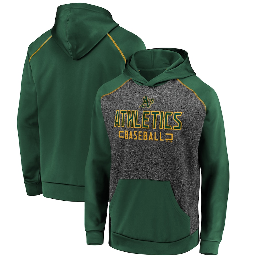 Men's Oakland Athletics Charcoal/Green Game Day Ready Raglan Pullover Hoodie