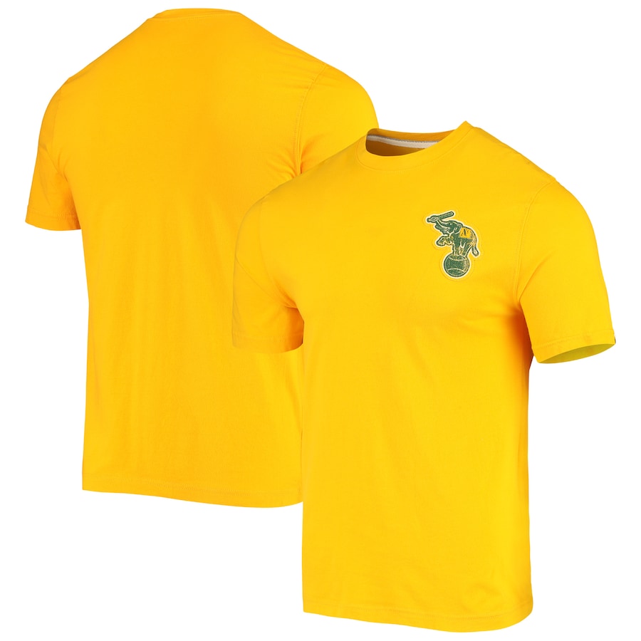 Men's Oakland Athletics Gold Distressed Watching T-Shirt