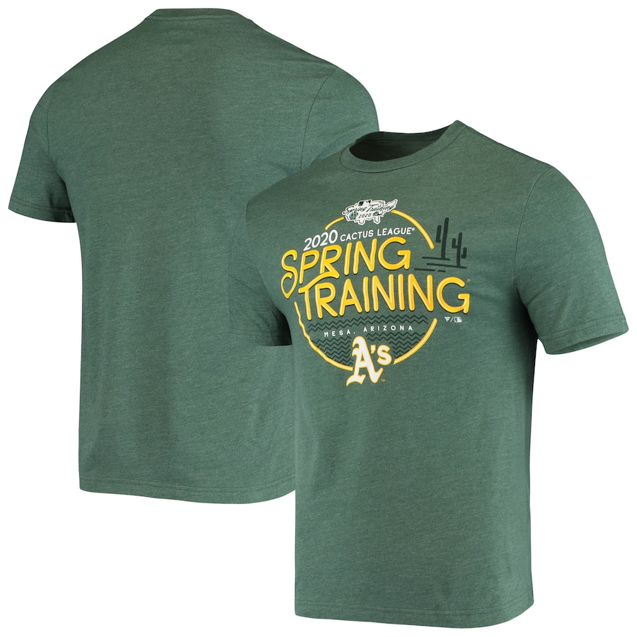 Men's Oakland Athletics Green 2020 Spring Training Round Trip Logo Tri-Blend T-Shirt