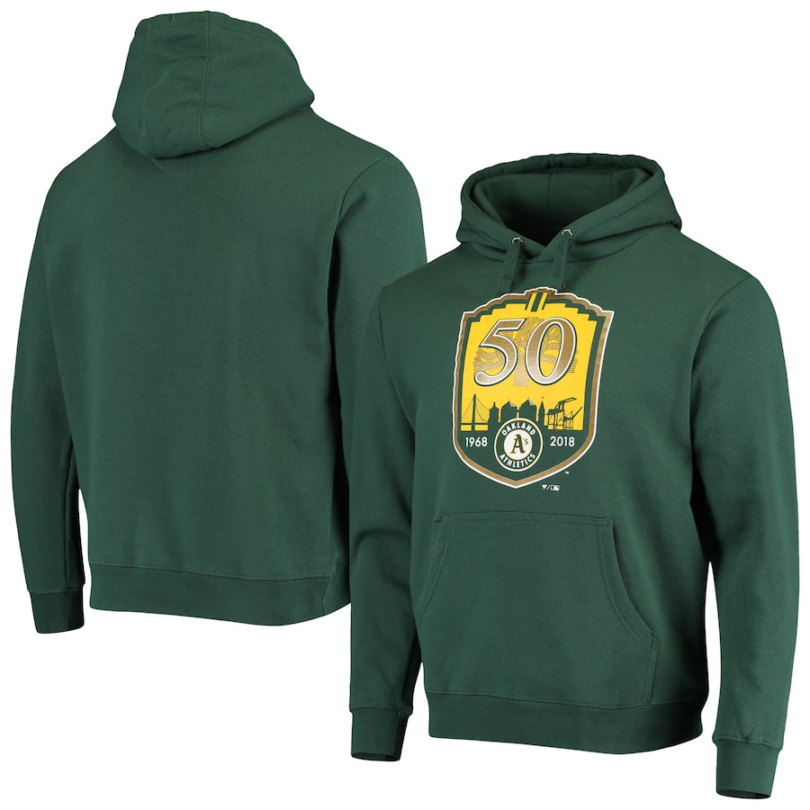 Men's Oakland Athletics Green 50th Anniversary Pullover Hoodie Men's Oakland Athletics Green 50th Anniversary Pullover Hoodie