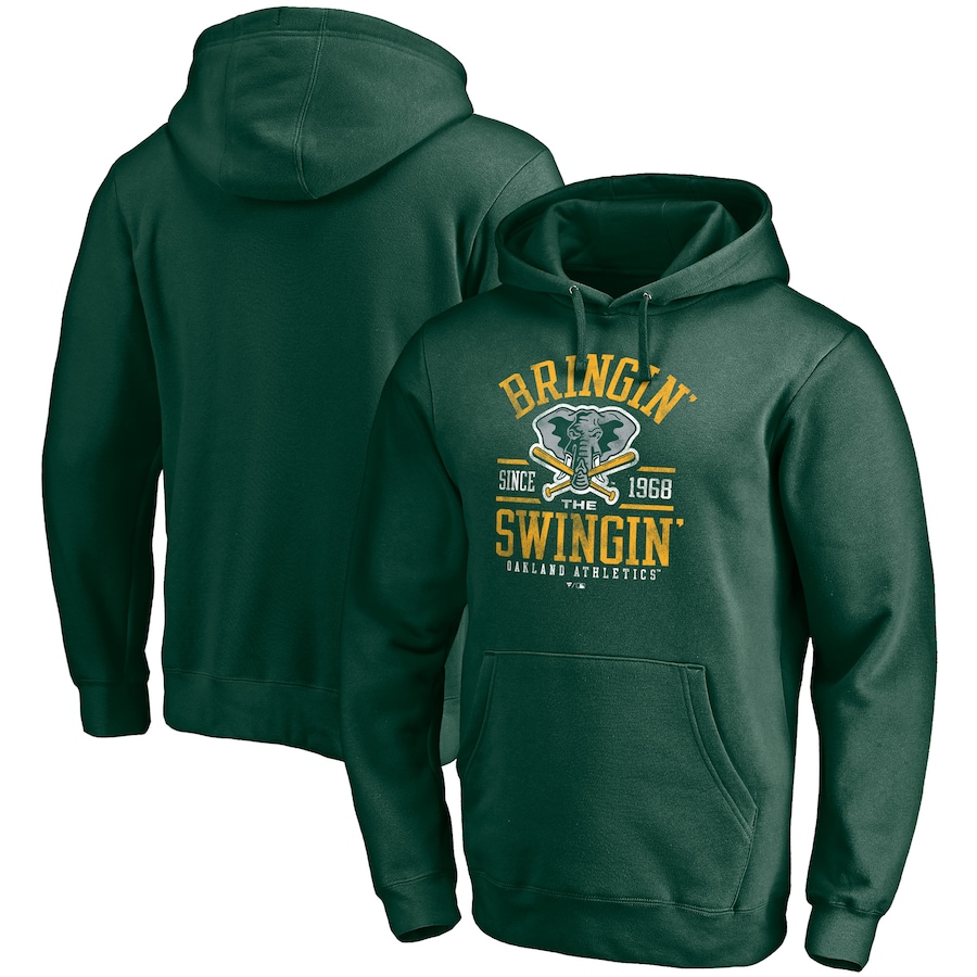 Men's Oakland Athletics Green Hometown Collection Elephant Fitted Pullover Hoodie Men's Oakland Athletics Green Hometown Collection Elephant Fitted Pullover Hoodie