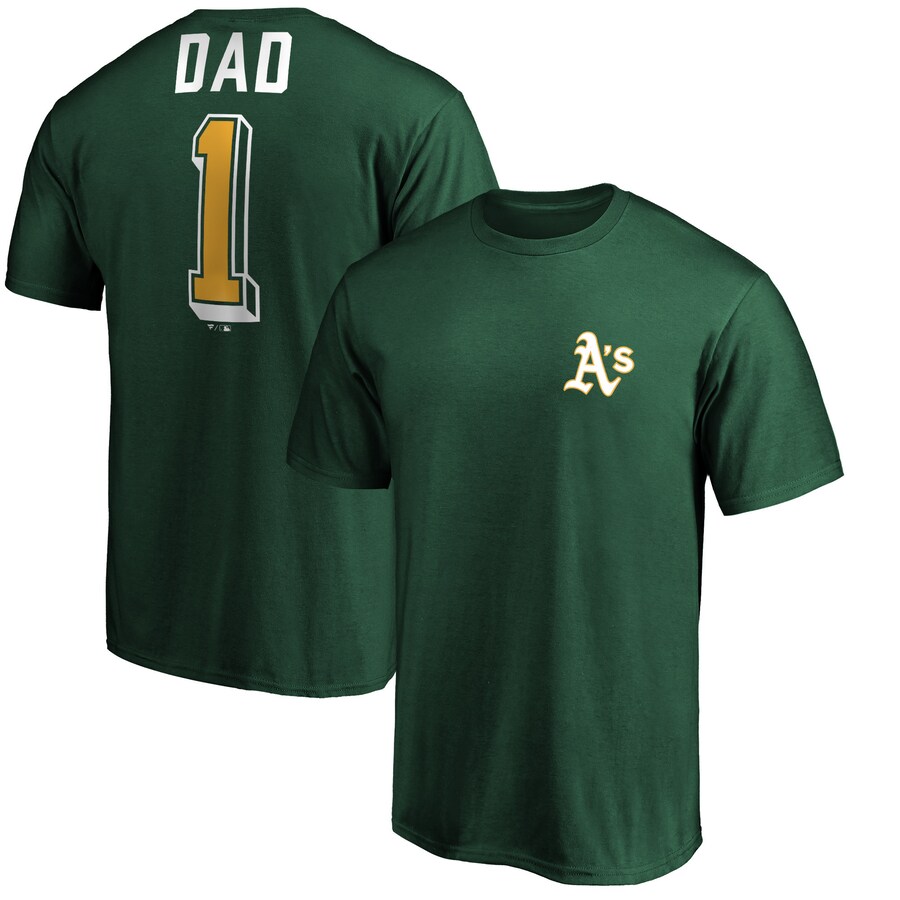 Men's Oakland Athletics Green Number One Dad T-Shirt Men's Oakland Athletics Green Number One Dad T-Shirt