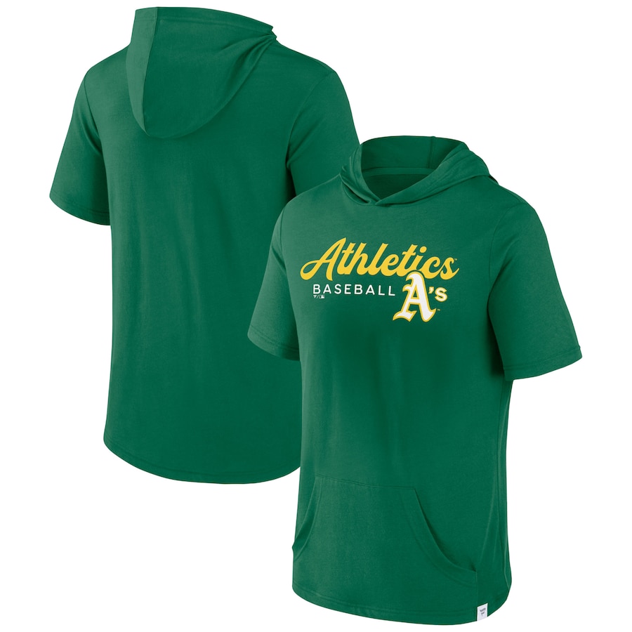 Men's Oakland Athletics Green Offensive Strategy Short Sleeve Pullover Hoodie
