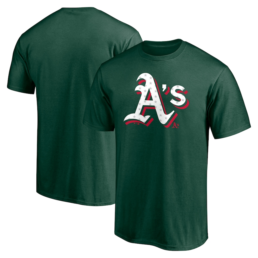 Men's Oakland Athletics Green Red White and Team Logo T-Shirt Men's Oakland Athletics Green Red White and Team Logo T-Shirt