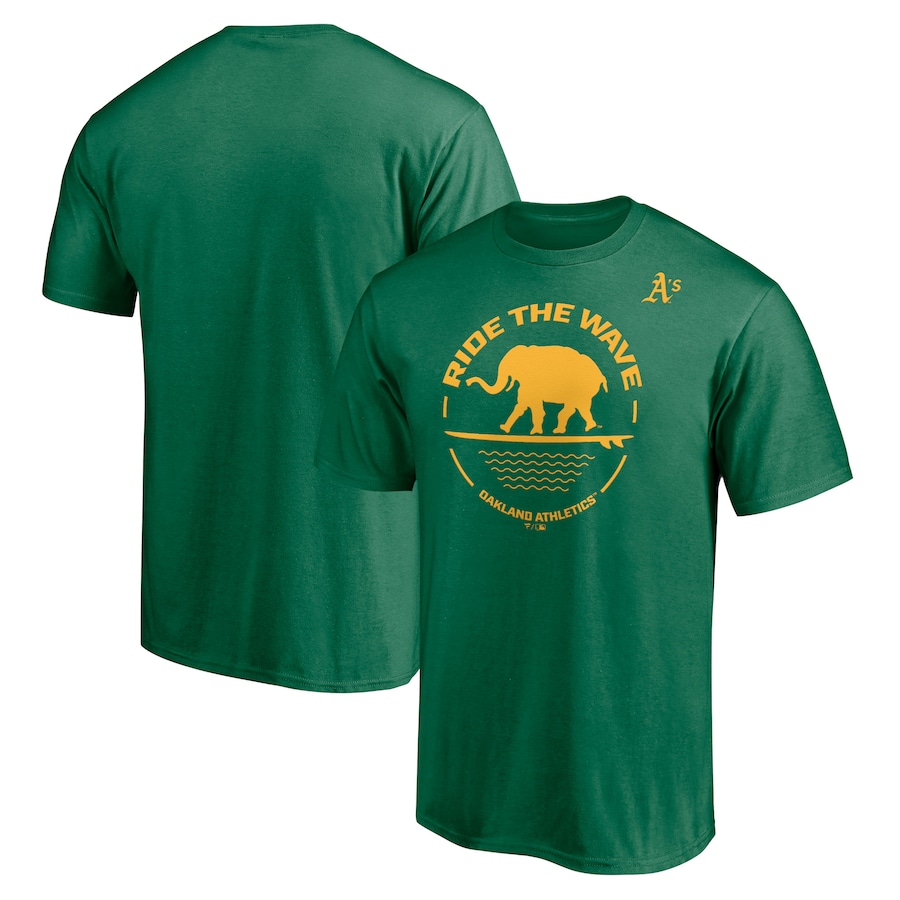 Men's Oakland Athletics Green Ride the Wave T-Shirt Men's Oakland Athletics Green Ride the Wave T-Shirt