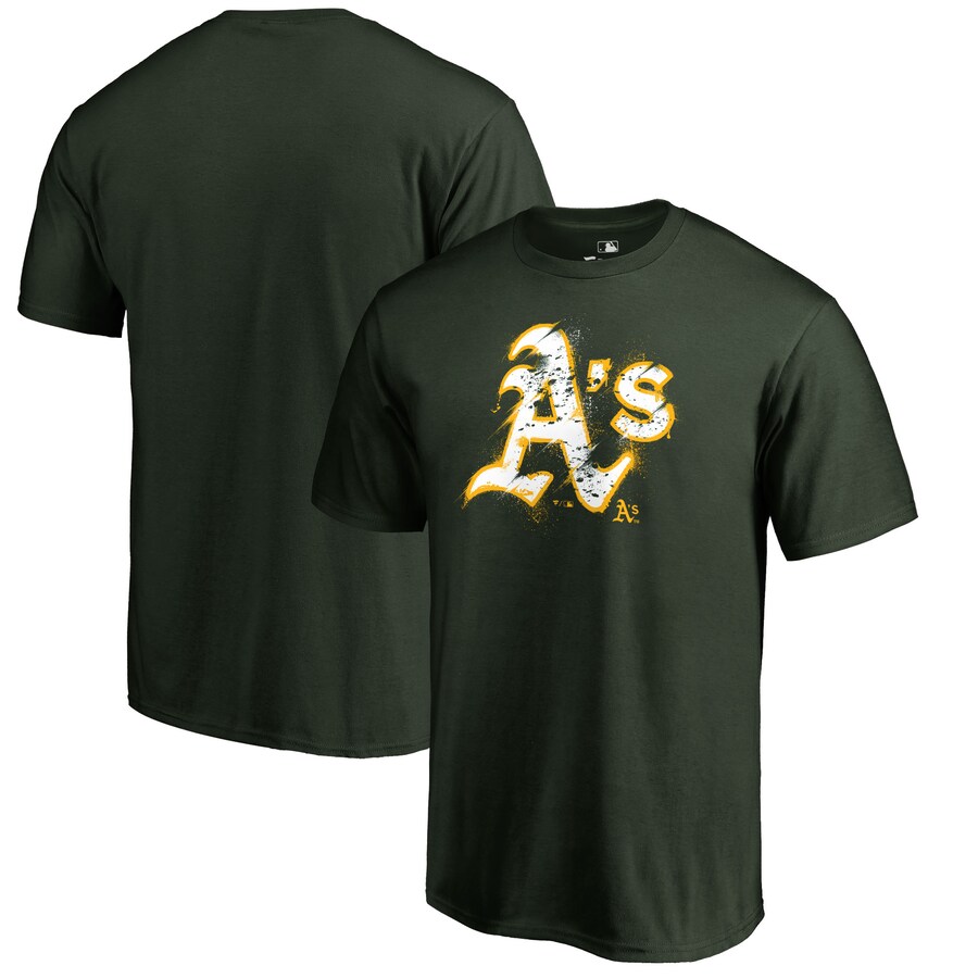 Men's Oakland Athletics Green Splatter Logo T-Shirt Men's Oakland Athletics Green Splatter Logo T-Shirt