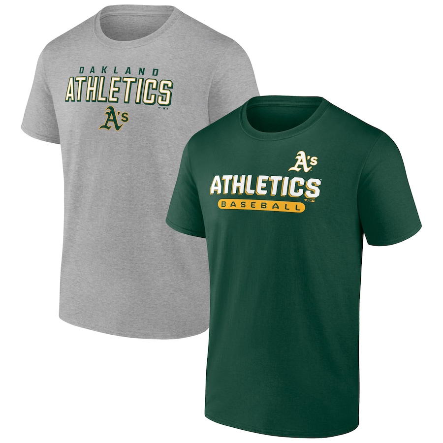 Men's Oakland Athletics Green/Heathered Gray Parent T-Shirt Combo Pack Men's Oakland Athletics Green/Heathered Gray Parent T-Shirt Combo Pack