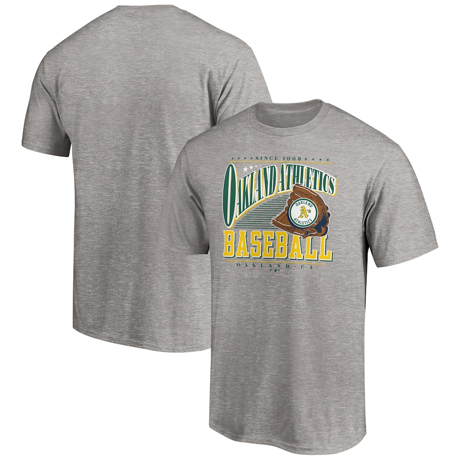 Men's Oakland Athletics Heather Gray Cooperstown Collection Winning Time T-Shirt