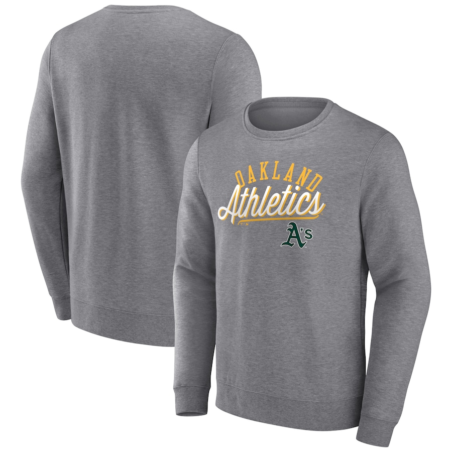 Men's Oakland Athletics Heather Gray Simplicity Pullover Sweatshirt Men's Oakland Athletics Heather Gray Simplicity Pullover Sweatshirt