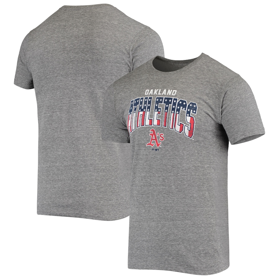 Men's Oakland Athletics Heathered Gray Freedom Logo Tri-Blend T-Shirt
