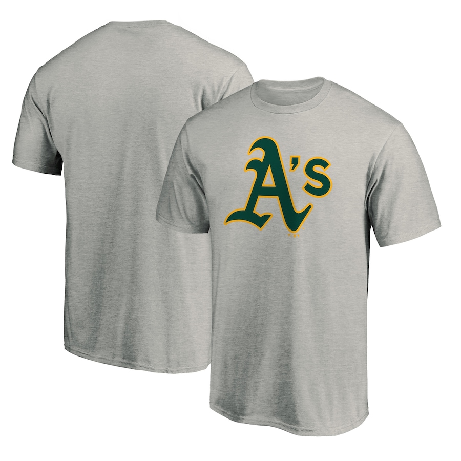 Men's Oakland Athletics Heathered Gray Official Team Logo T-Shirt Men's Oakland Athletics Heathered Gray Official Team Logo T-Shirt
