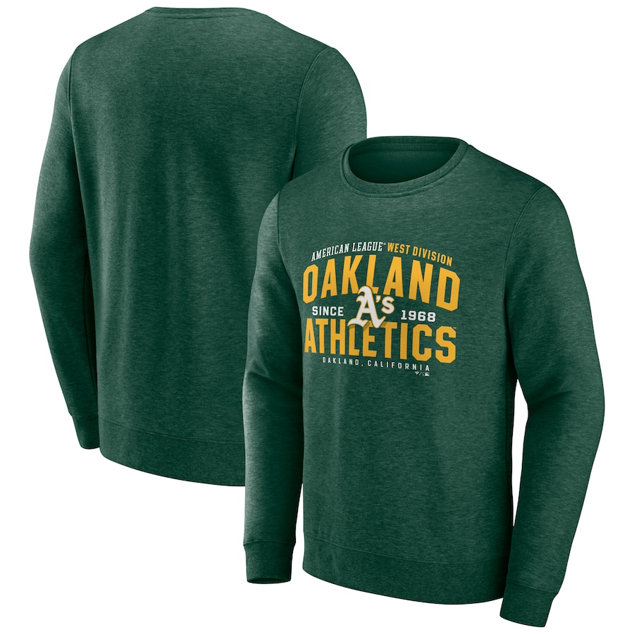 Men's Oakland Athletics Heathered Green Classic Move Pullover Sweatshirt Men's Oakland Athletics Heathered Green Classic Move Pullover Sweatshirt