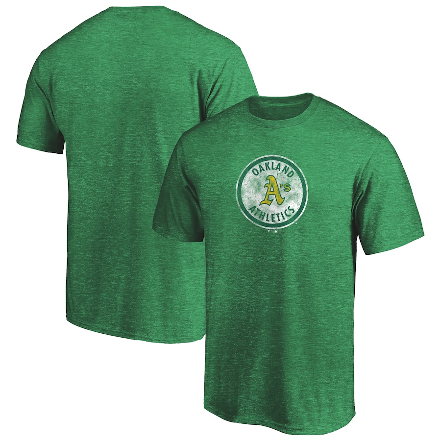 Men's Oakland Athletics Kelly Green True Classics Throwback Logo Tri-Blend T-Shirt