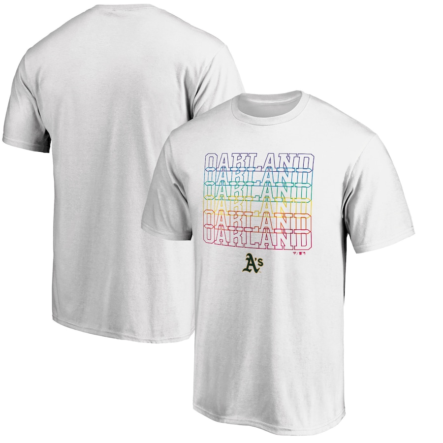 Men's Oakland Athletics White City Pride T-Shirt Men's Oakland Athletics White City Pride T-Shirt