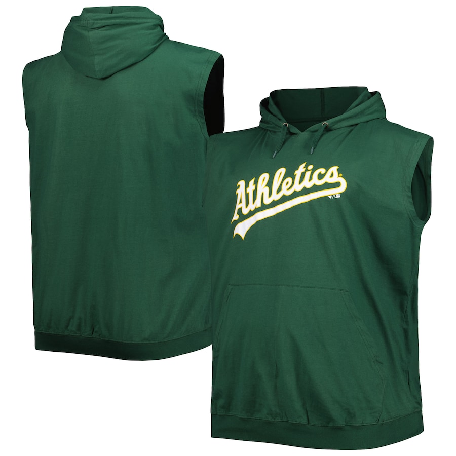 Men's Oakland Athletics Green Jersey Pullover Muscle Hoodie