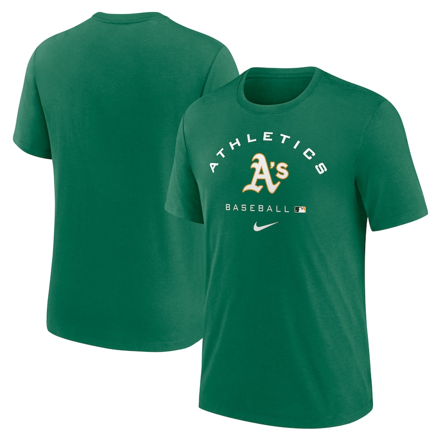 Men's Oakland Athletics Green Nike Authentic Collection Tri-Blend Performance T-Shirt
