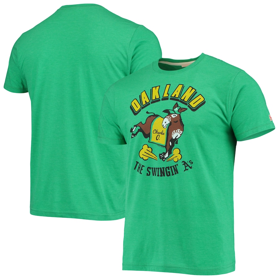 Men's Oakland Athletics Homage Green Hyper Local Tri-Blend T-Shirt