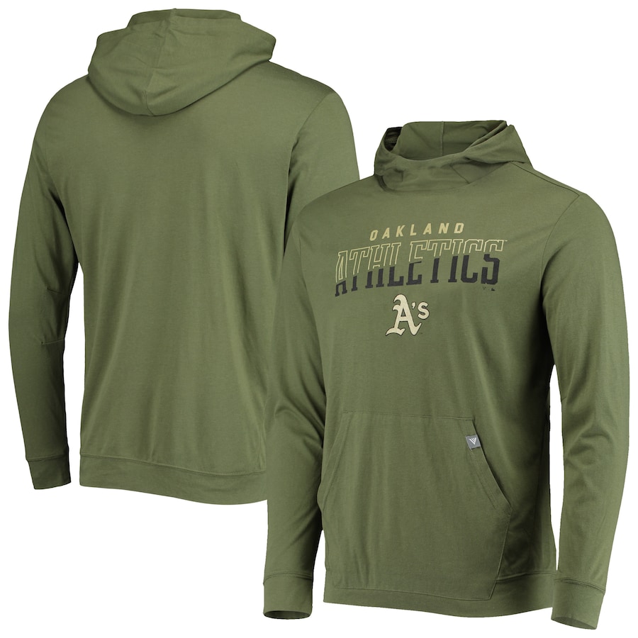 Men's Oakland Athletics Levelwear Olive Delta Thrive Tri-Blend Pullover Hoodie Men's Oakland Athletics Levelwear Olive Delta Thrive Tri-Blend Pullover Hoodie