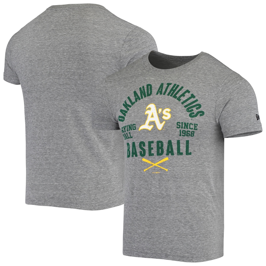 Men's Oakland Athletics New Era Gray Playing Ball Tri-Blend T-Shirt