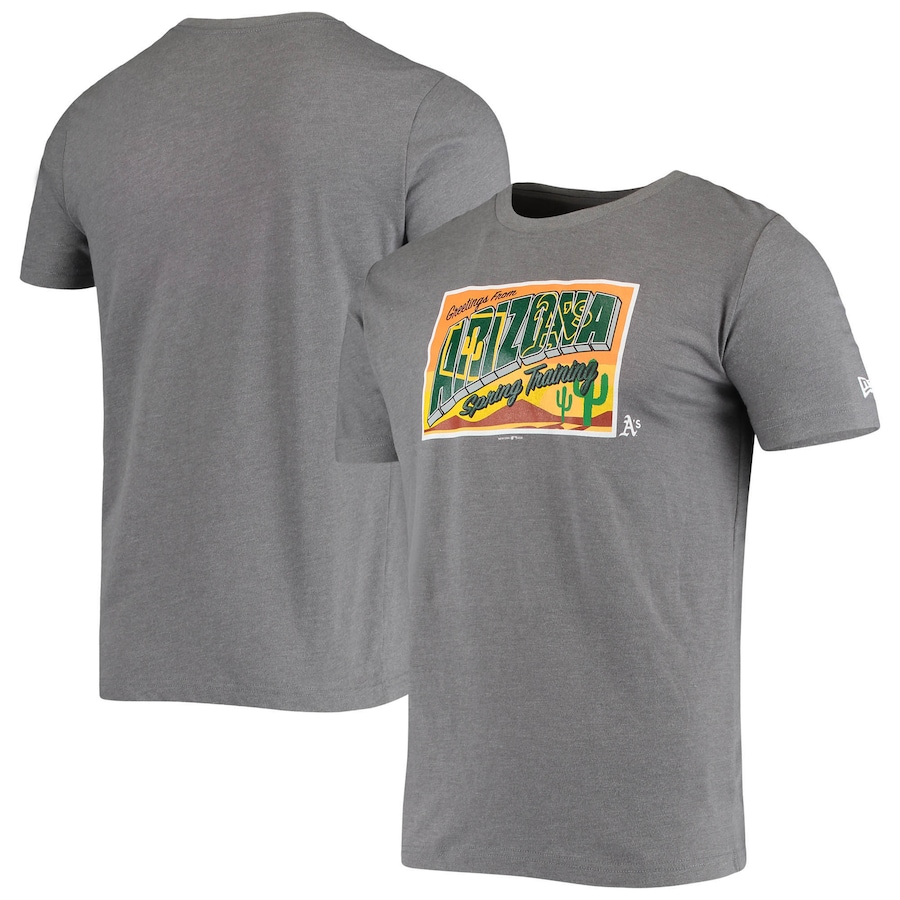 Men's Oakland Athletics New Era Gray Spring Training Greetings T-Shirt Men's Oakland Athletics New Era Gray Spring Training Greetings T-Shirt