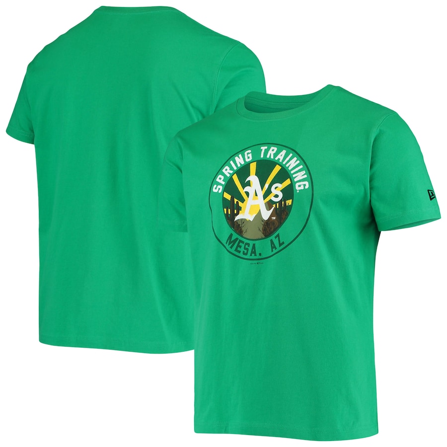 Men's Oakland Athletics New Era Green Spring Training Circle T-Shirt Men's Oakland Athletics New Era Green Spring Training Circle T-Shirt