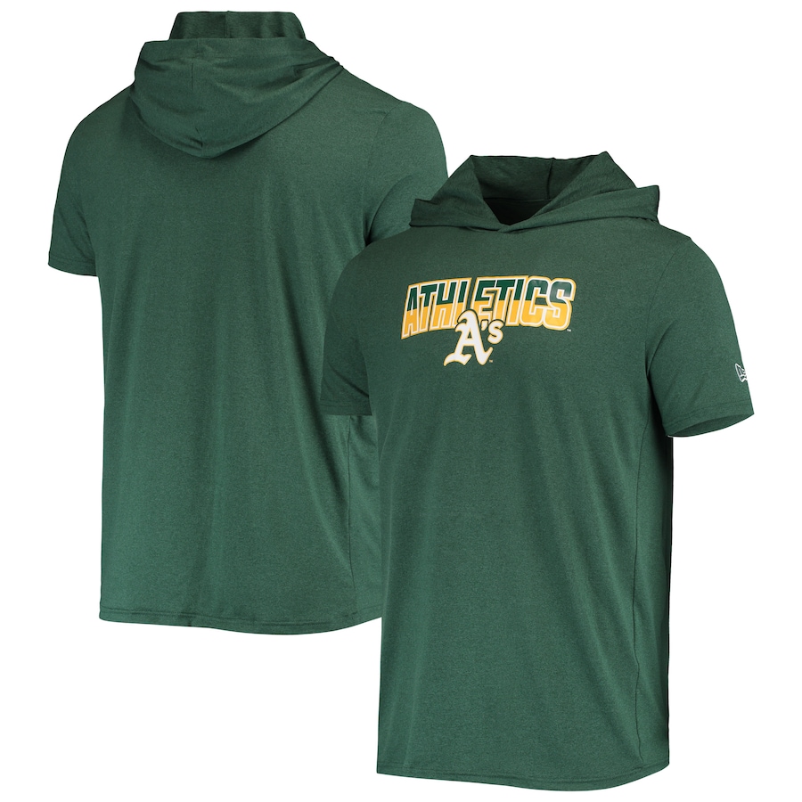 Men's Oakland Athletics New Era Heathered Green Hoodie T-Shirt