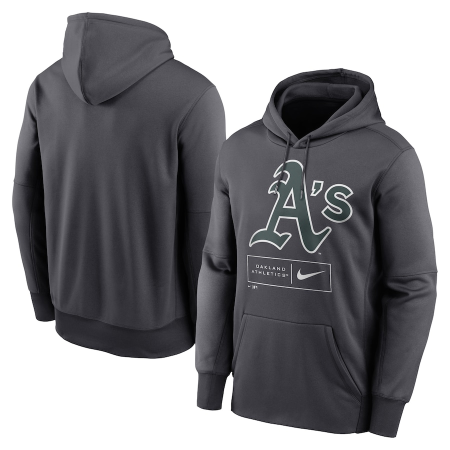 Men's Oakland Athletics Nike Anthracite Season Pattern Pullover Hoodie Men's Oakland Athletics Nike Anthracite Season Pattern Pullover Hoodie