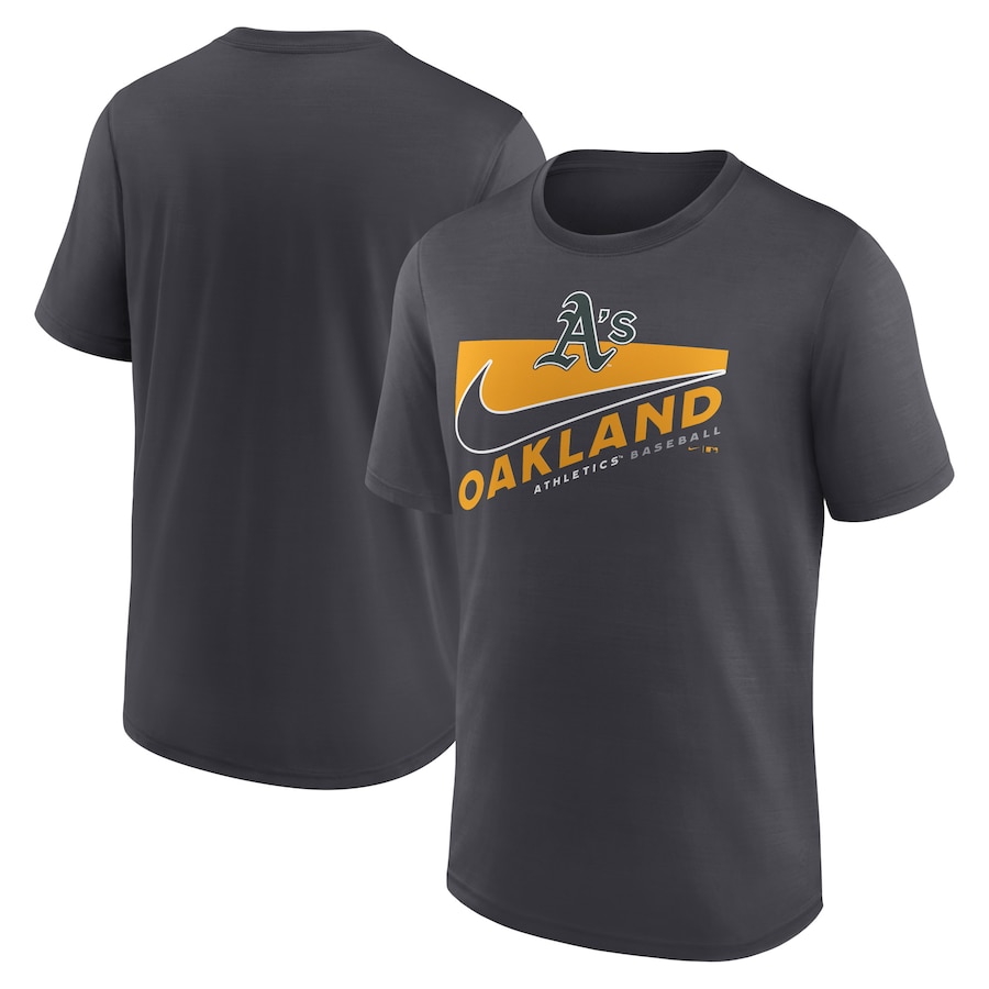 Men's Oakland Athletics Nike Anthracite Swoosh Town Performance T-Shirt