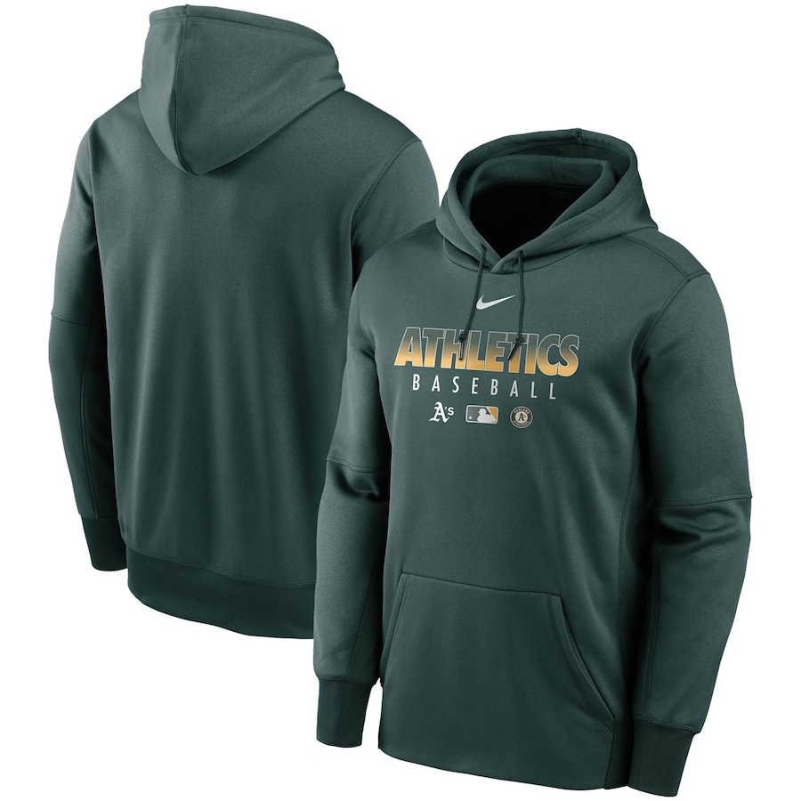 Men's Oakland Athletics Nike Green Authentic Collection Therma Performance Pullover Hoodie Men's Oakland Athletics Nike Green Authentic Collection Therma Performance Pullover Hoodie