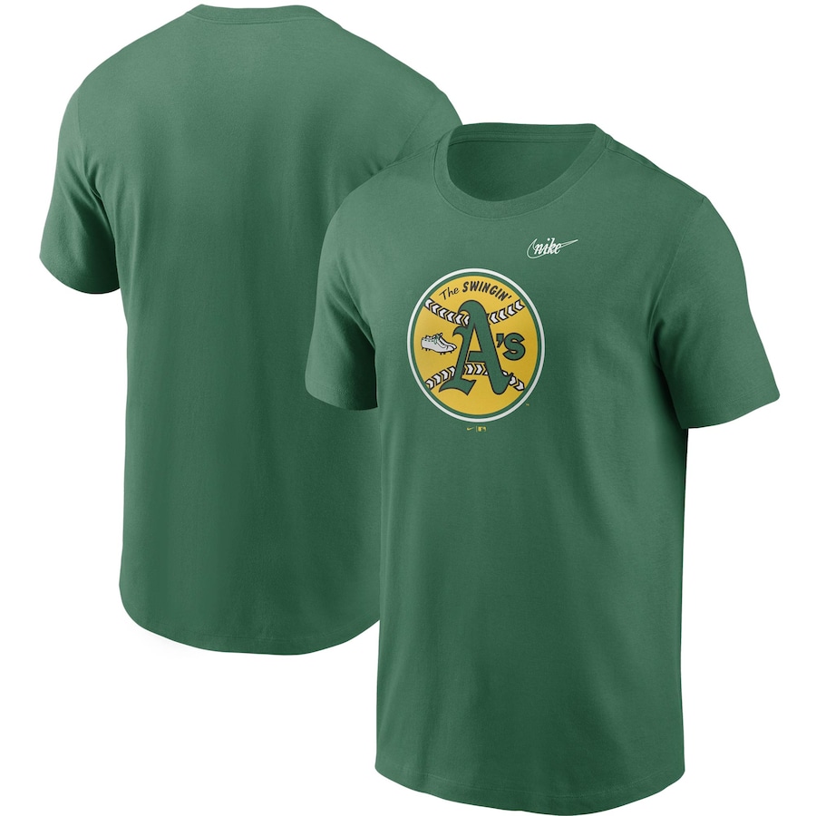 Men's Oakland Athletics Nike Green Cooperstown Collection Logo T-Shirt Men's Oakland Athletics Nike Green Cooperstown Collection Logo T-Shirt