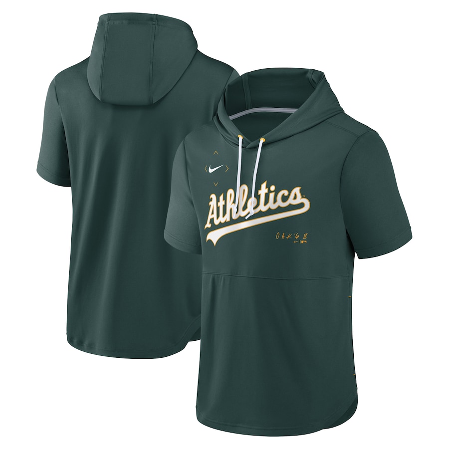 Men's Oakland Athletics Nike Green Springer Short Sleeve Team Pullover Hoodie Men's Oakland Athletics Nike Green Springer Short Sleeve Team Pullover Hoodie