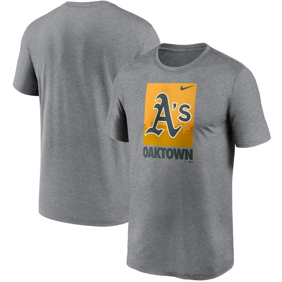 Men's Oakland Athletics Nike Heathered Gray Local Logo Legend T-Shirt Men's Oakland Athletics Nike Heathered Gray Local Logo Legend T-Shirt