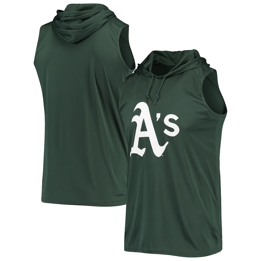 Men's Oakland Athletics Stitches Green Sleeveless Pullover Hoodie