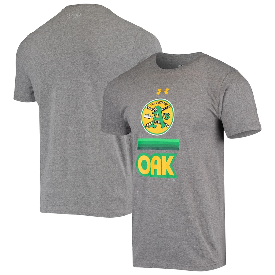 Men's Oakland Athletics Under Armour Heathered Gray Counter Clockwise Core Tri-Blend Performance T-Shirt Men's Oakland Athletics Under Armour Heathered Gray Counter Clockwise Core Tri-Blend Performance T-Shirt