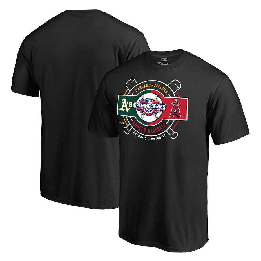 Men's Oakland Athletics vs. Los Angeles Angels Black 2017 Opening Series T-Shirt