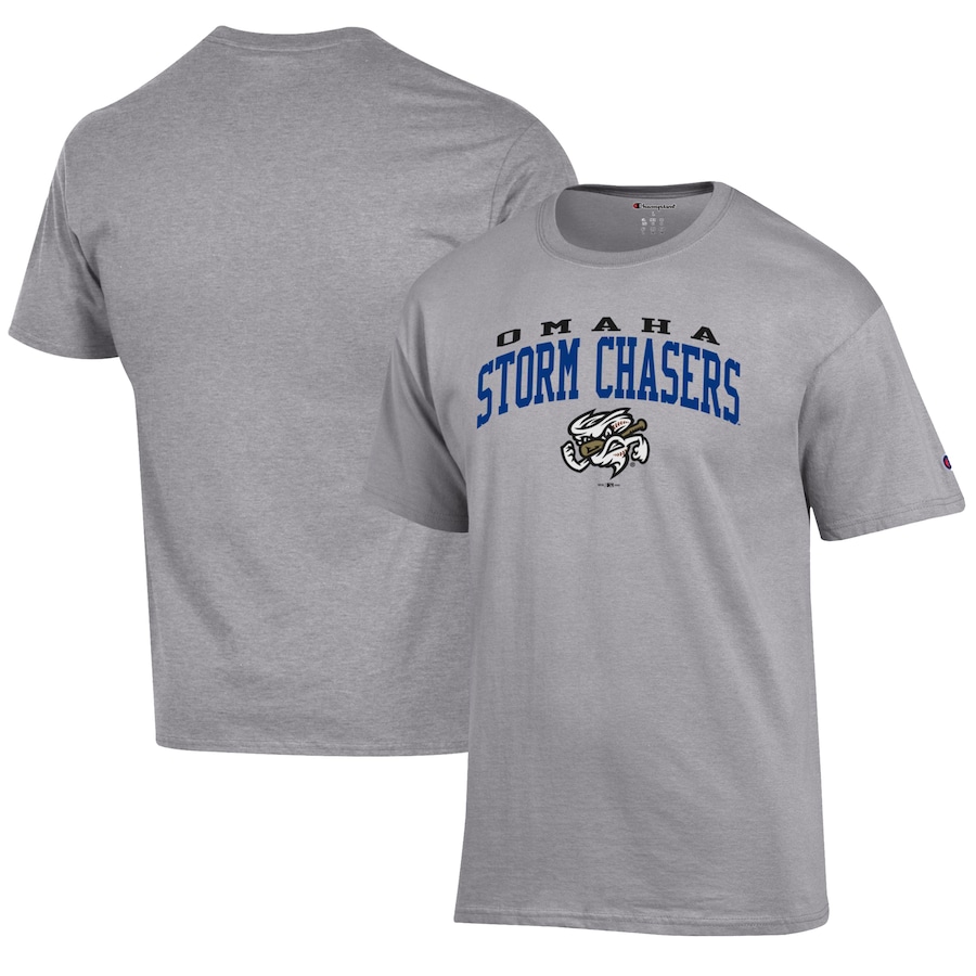 Men's Omaha Storm Chasers Champion Gray Jersey T-Shirt Men's Omaha Storm Chasers Champion Gray Jersey T-Shirt