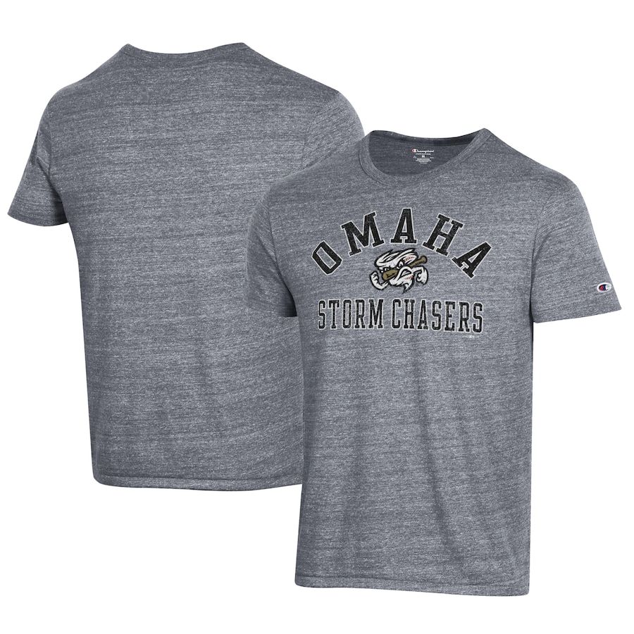 Men's Omaha Storm Chasers Champion Gray Ultimate Tri-Blend T-Shirt Men's Omaha Storm Chasers Champion Gray Ultimate Tri-Blend T-Shirt