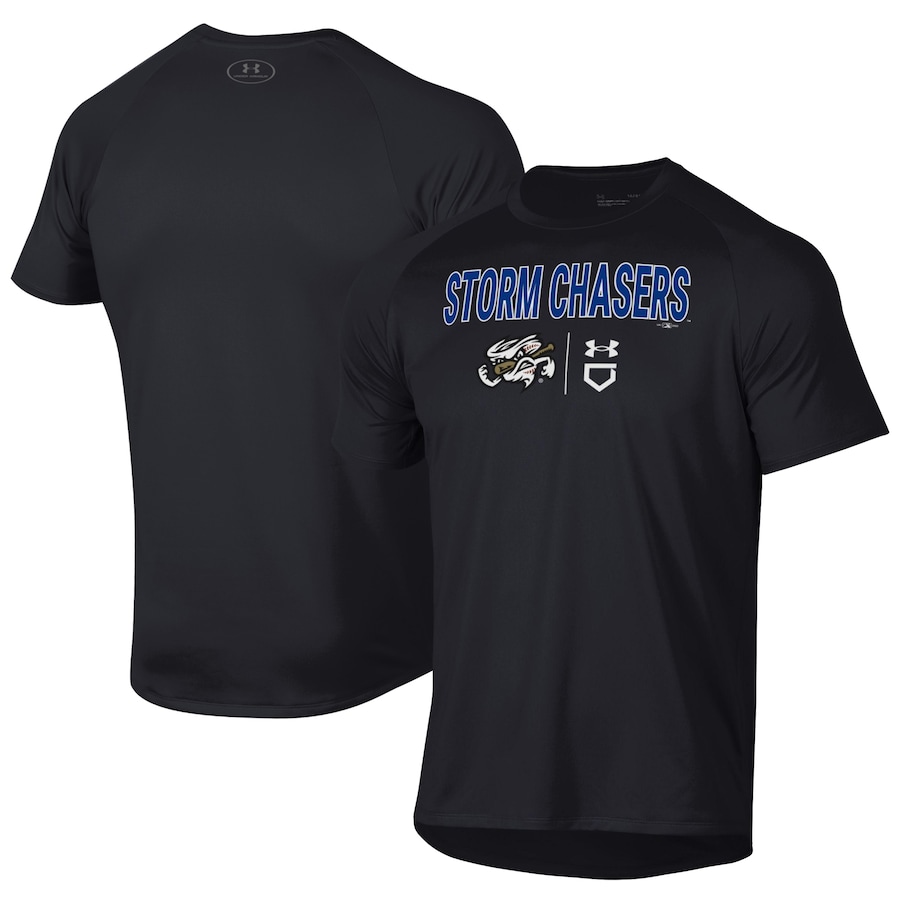 Men's Omaha Storm Chasers Under Armour Black Tech T-Shirt Men's Omaha Storm Chasers Under Armour Black Tech T-Shirt