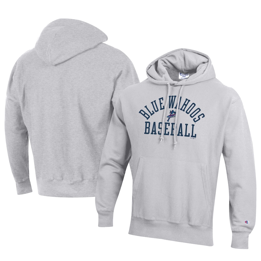 Men's Pensacola Blue Wahoos Champion Gray Baseball Reverse Weave Pullover Hoodie