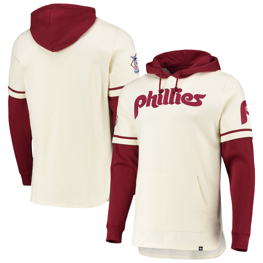 Men's Philadelphia Phillies '47 Cream Trifecta Shortstop Pullover Hoodie Men's Philadelphia Phillies '47 Cream Trifecta Shortstop Pullover Hoodie