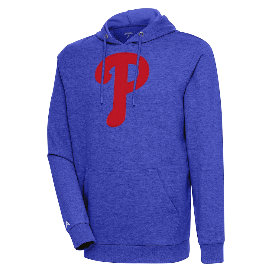 Men's Philadelphia Phillies Antigua Heather Royal Action Pullover Hoodie