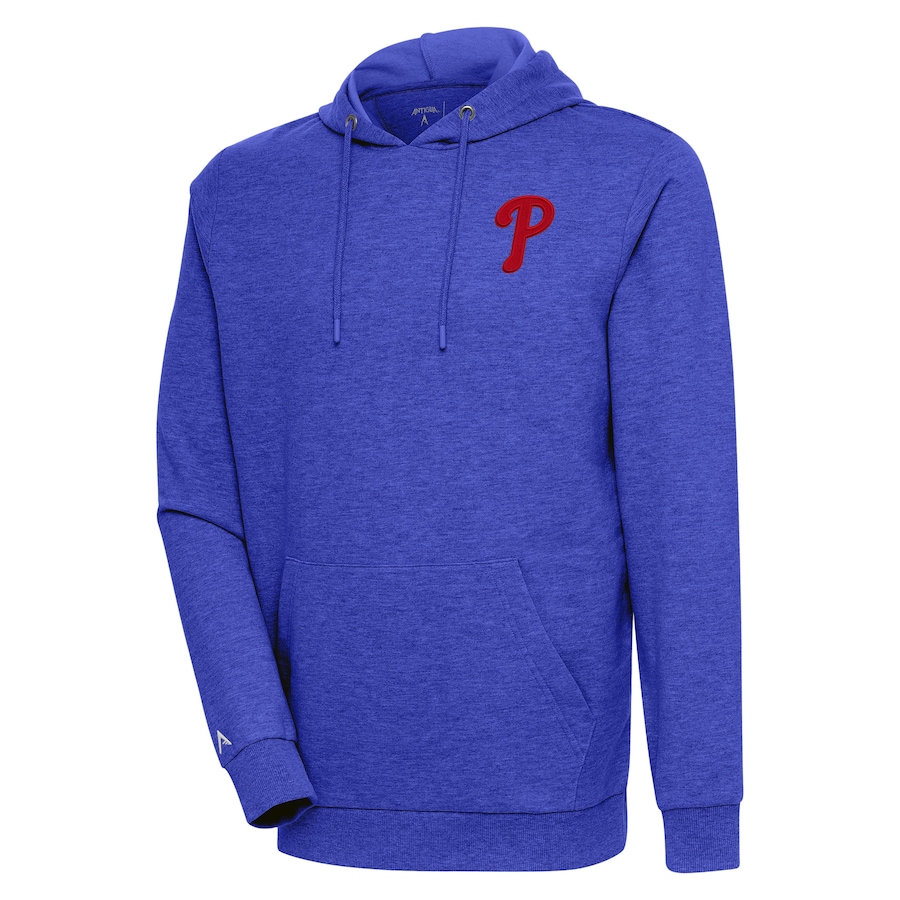 Men's Philadelphia Phillies Antigua Heather Royal Action Pullover Hoodie