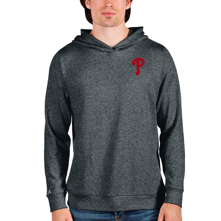 Men's Philadelphia Phillies Antigua Heathered Charcoal Absolute Pullover Hoodie