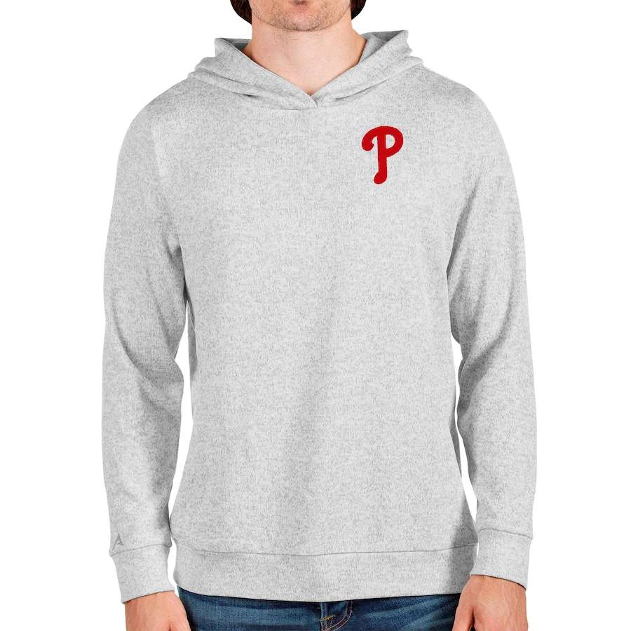 Men's Philadelphia Phillies Antigua Heathered Gray Absolute Pullover Hoodie