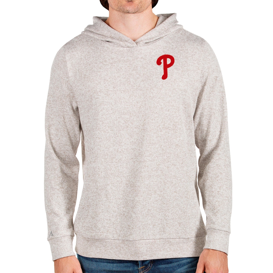 Men's Philadelphia Phillies Antigua Oatmeal Absolute Pullover Hoodie